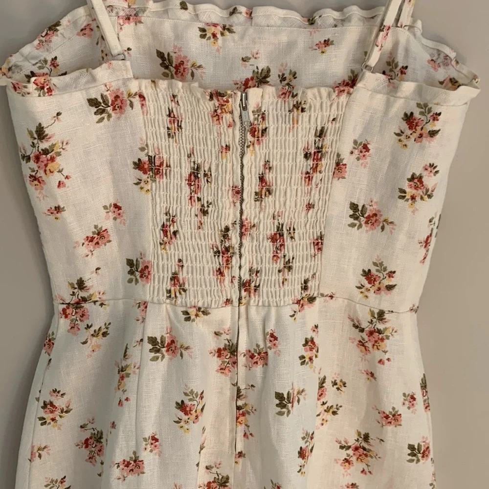 Reformation White Floral Mini Dress with Pink & Green Accents - Picture 6 of 11